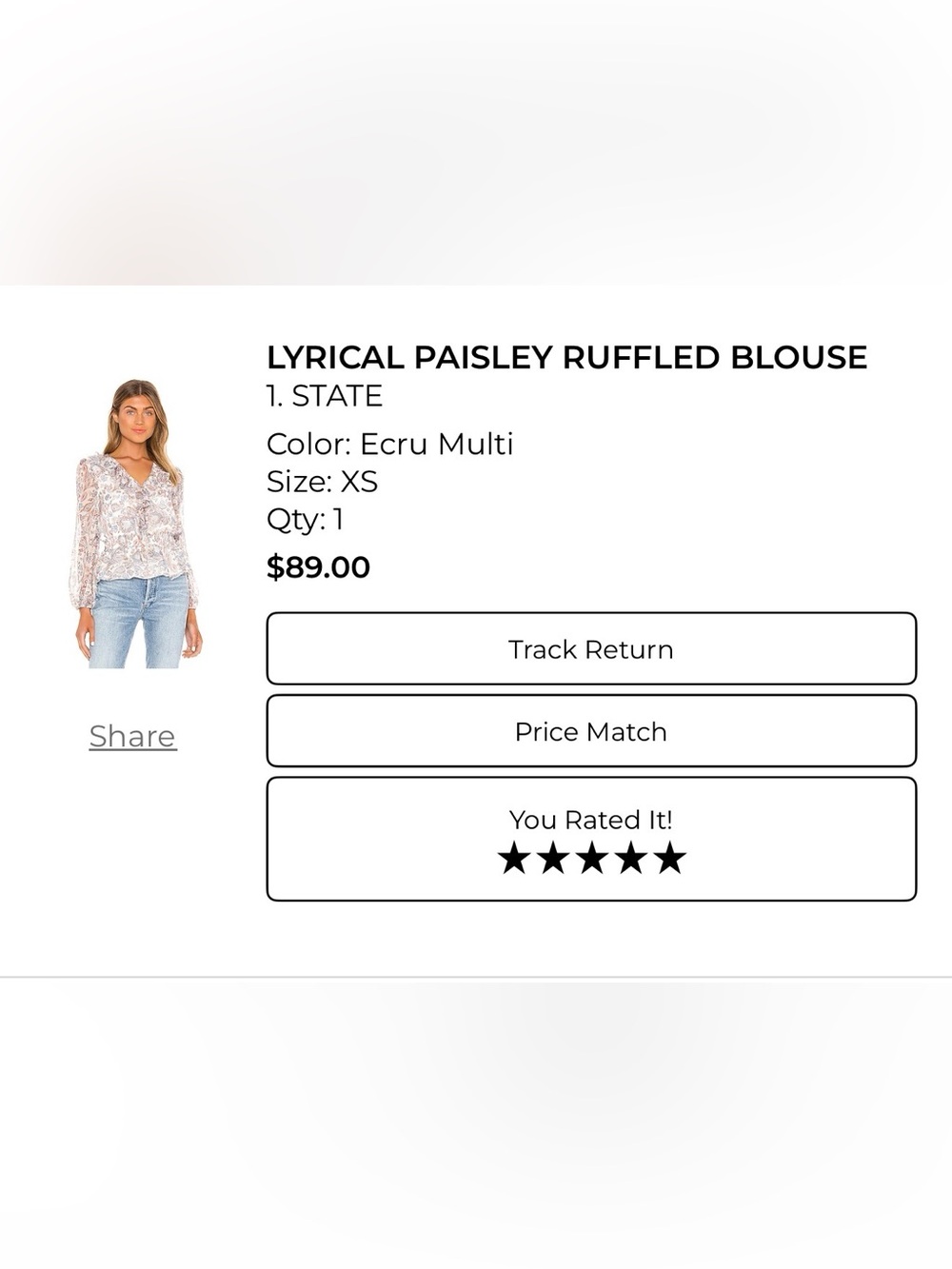 STATE Lyrical Paisley Ruffled Blouse in Ecru Multi